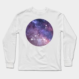 Capricorn Sign in the Dark Pink Starry Night Sky Long Sleeve T-Shirt